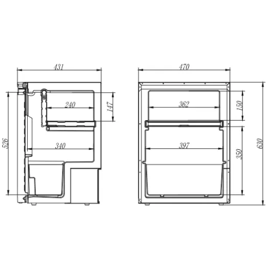 Réfrigérateur à compression MC-65L MC CAMPING Frigo encastrable pour camping-car & bateau