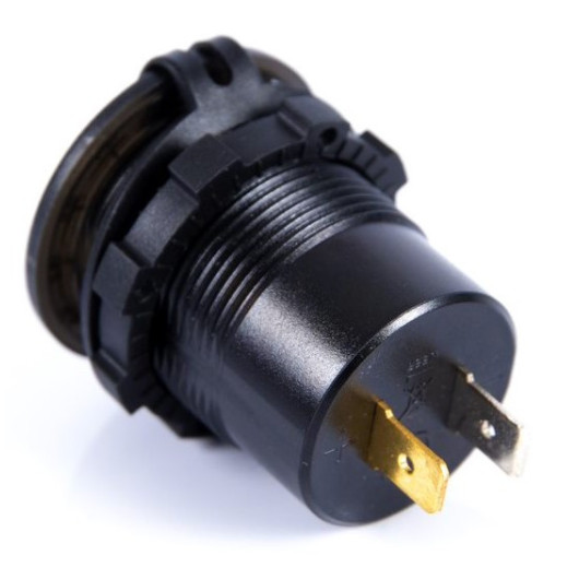 Prise double USB + voltmètre 12V avec interrupteur | Idéal pour réseaux électriques nomades | vu arrière