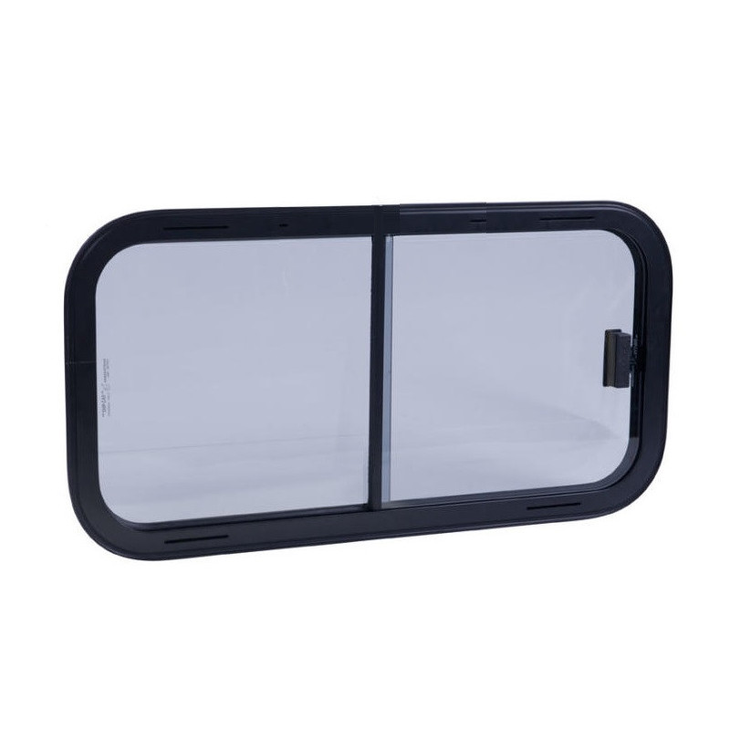 Fenêtre Coulissante Noire Pour Camping-car 100x40 Cm – Avec Moustiquaire, Verre Teinté, Alu Renforcé