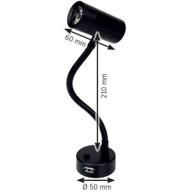 FRILIGHT Flex D4 | Liseuse LED flexible 210 mm avec USB Liseuse LED flexible 210 mm avec USB CARBEST - lampe LED 12V bateau, van & camping-car