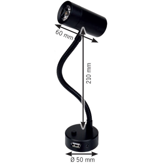 Liseuse LED flexible 210 mm avec USB CARBEST - lampe LED 12V bateau, van & camping-car