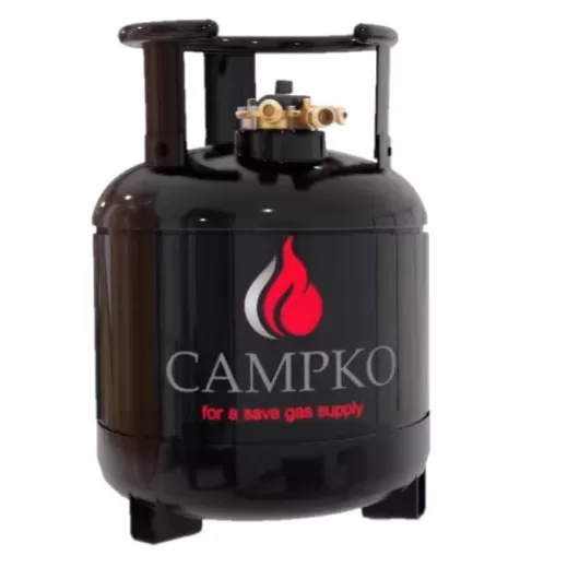 CAMPKO bouteille GPL rechargeable 7,5 kg pour camping-car et van aménagé, vu de côté