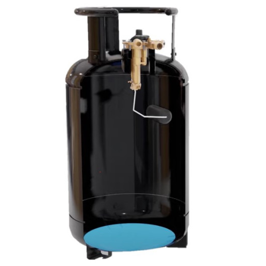CAMPKO bouteille de gaz rechargeable 36 L pour camping-car et véhicule aménagé. Vu en coupe avec système remplissage 80%