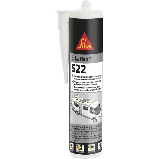 SIKA Sikaflex 522, vu cartouche 300 ml, colle et étanchéité polymère sans PU pour van et camping-car.