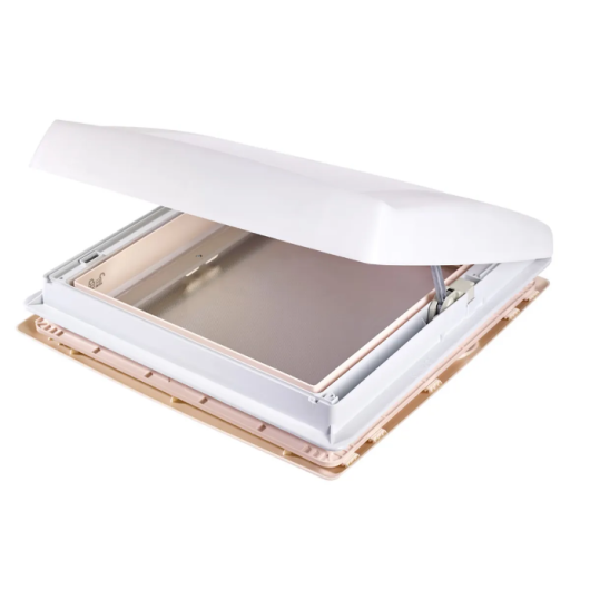 Lanterneau 40x40 THULE Vent Manual blanc - aération camping-car, van et fourgon aménagé - ouvert avec store fermé