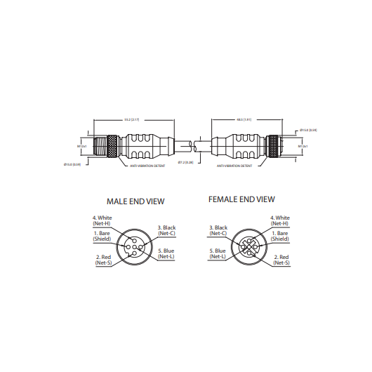 Câble NMEA 2000 mâle / femelle ESCHA Accessoire pour navigation en bateau
