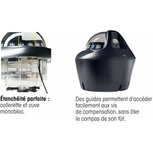 Olympic 115 PLASTIMO - Compas de route pour bateau à encastré rose conique ou plate