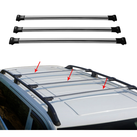 Barres de toit Elegance X 3 Ford Transit 5 OMAC Equipements pour tente et coffre en van aménagé