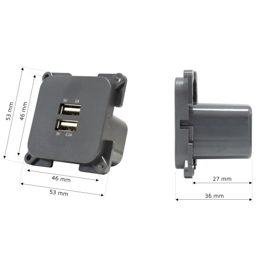 Double prise USB C-Line HABA pour van aménagé, camping-car et bateau