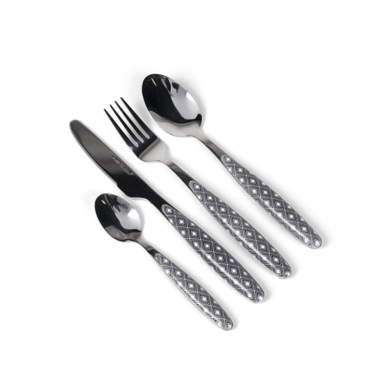 Set posate da campeggio TOTAL BLACK 16 pz
