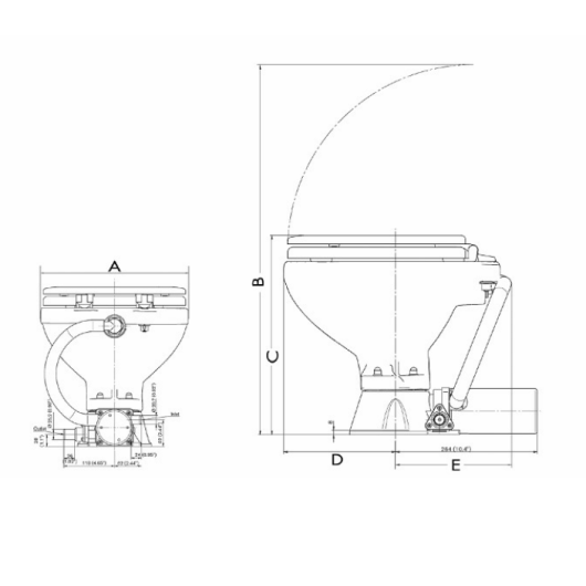 WC Electrique 12 V Evolution Space Saver OSCULATI WC marin avec broyeur bateau & van