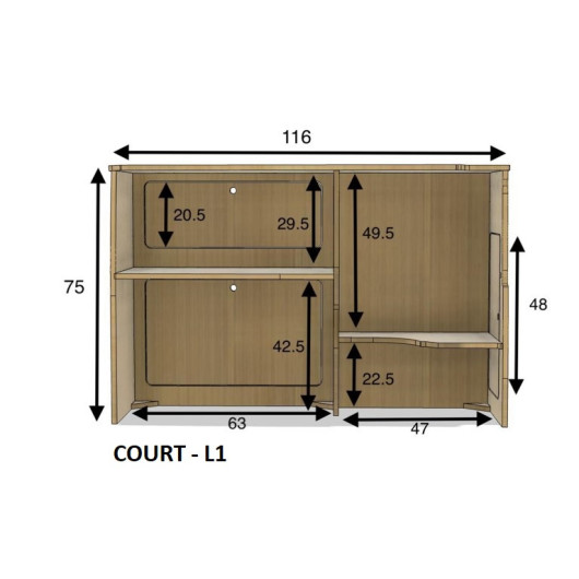 Meuble latérale avec table WV T5/T6 SIMPLE VANS | Kit aménagement bois pour van | dimensions L1