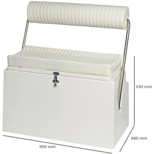 Coffre fauteuil Jolly 2 - équipement monoplace pour bateau à moteur - dimensions