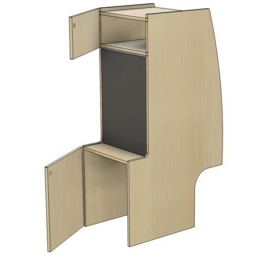 Meuble colonne arrière SIMPLE VANS Universel | Aménagement bois fourgon et van en kit | vue numérique portes ouvertes