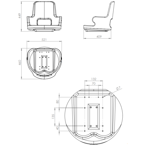 Siège pilote compact avec accoudoir OSCULATI - Equipement bateau - H2R Equipements