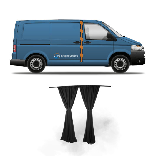 Rideau séparation cabine universel van et fourgon - Omac avec rail - Accessoire vanlife - schéma emplacement