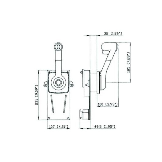 Manette des gaz commande d'inverseur ULTRAFLEX B183, tous moteurs | dimensions