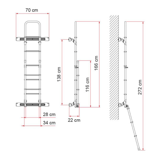 Kit Bar Deluxe DJ spécial Transit 4 FIAMMA - Echelle extérieure accès toit pour fourgons aménagés