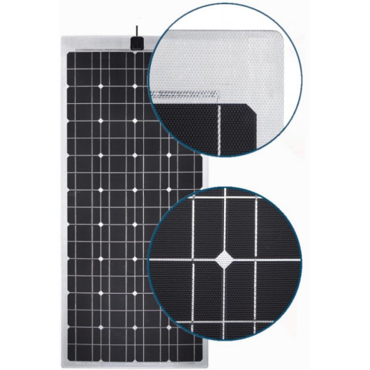 EM panneau solaire souple PERC Flex 145 W Noir pour fourgon, van et bateau