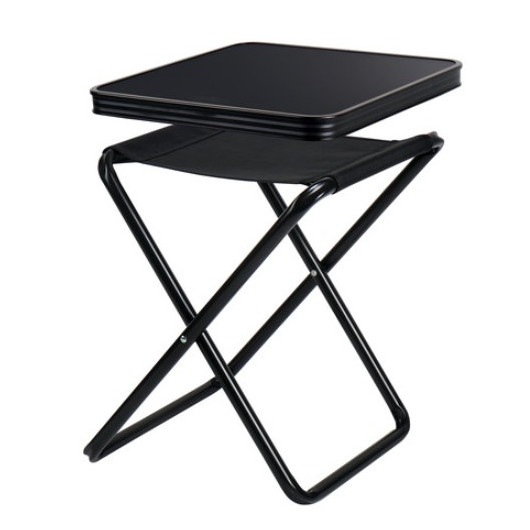 Tabouret avec tablette CAMP4 - siège de camping compact pliant pour van, fourgon & camping-car