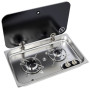 Réchaud CARBEST 2 Feux Inox avec couvercle pour van aménagé et camping car
