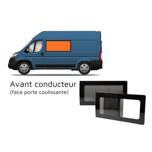 Baie latérale CARBEST pour Fiat Ducato | fenêtre verre pour fourgon et van aménagé | avant conducteur