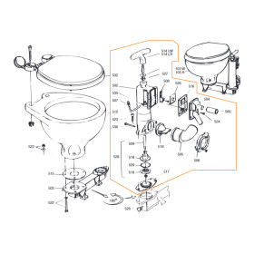 Kit Pompe + embase pour WC manuel RM69 - Pièce détachée pour WC manuel de bateau