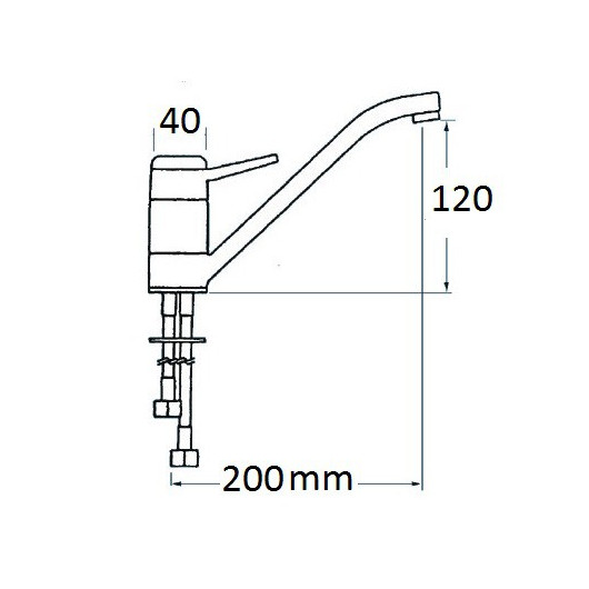 Robinet mitigeur bec long Osculati | Cuisine embarquée pour bateaux, vans et camping-cars | dimensions