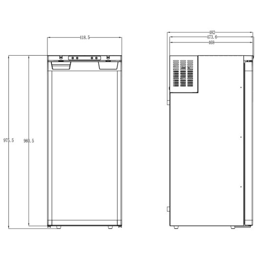 Réfrigérateur à compression LR90L CARBEST - Frigo 12/24 V pour camping-car & bateaux - dimensions