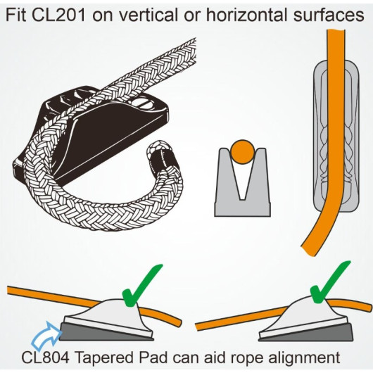 Grand taquet ø 10-16 mm CL205 Major CLAMCLEAT - grand coinceur bateau - H2R Equipements.