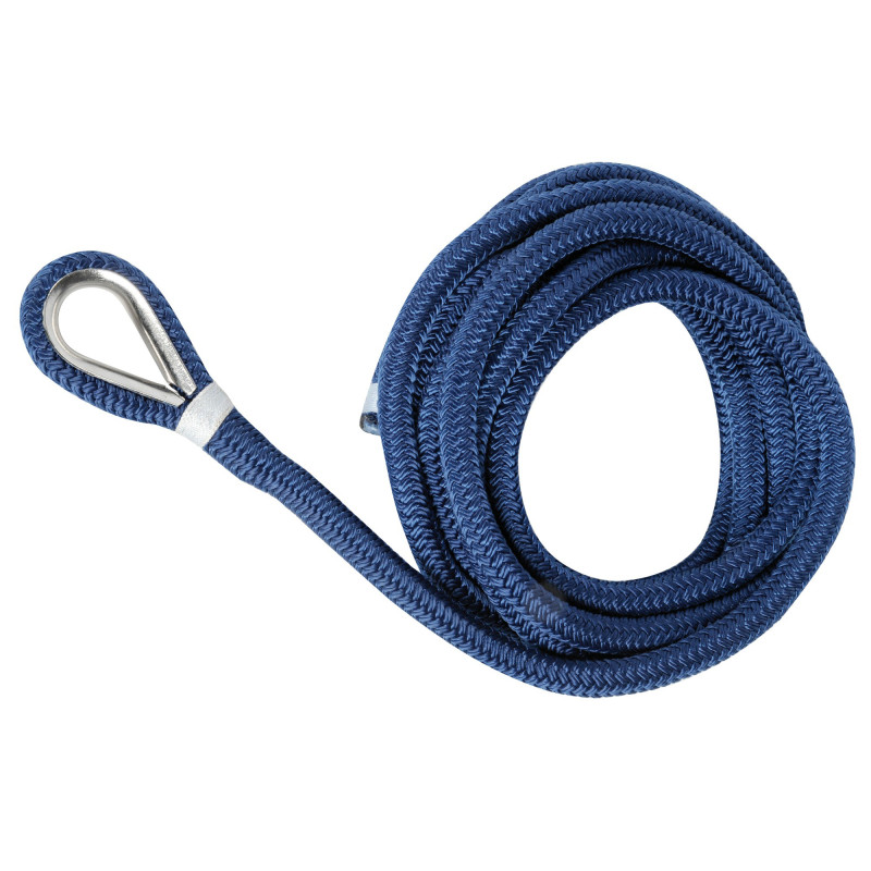 Corde Amarre Bleue 12mm, 7m, Avec Cosse Inox Et épissure Haute Résistance - Parfait Pour Marine, Bricolage, Camping