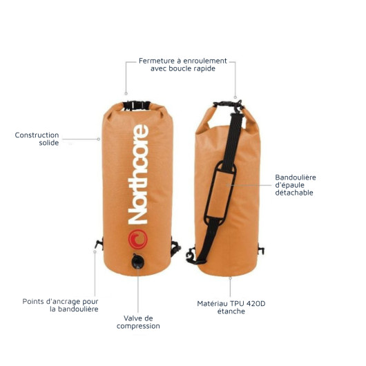Sac à compression NORTHCORE Waterproof Compression Bag - Bagagerie étanche pour camping et randonnées