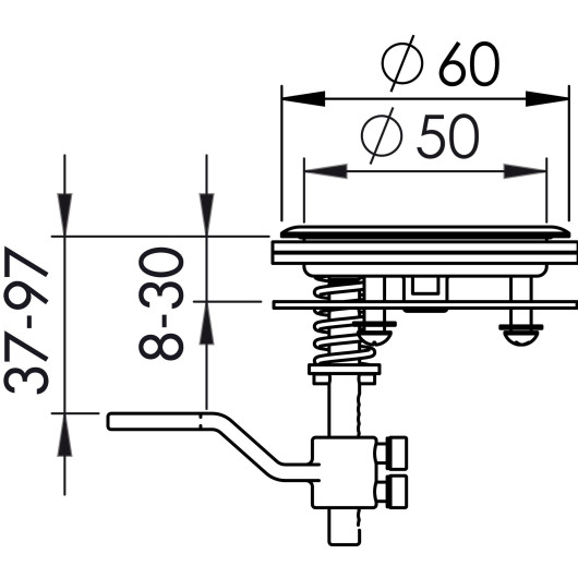 Lève-plancher Osculati Cam Latch ø 60 mm | Fermeture inox AISI 316 pour bateau | dimensions