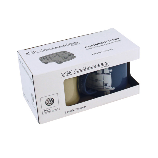 Set 2 tasses émaillées Combi VW COLLECTION - Mugs en acier pour le camping, bivouac et randonnées