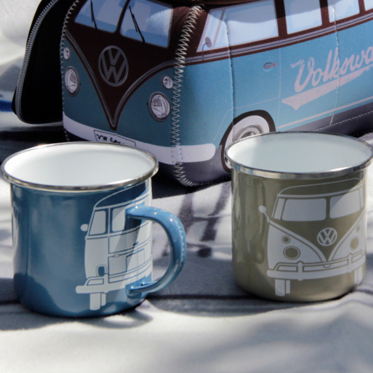 Set 2 tasses émaillées Combi VW COLLECTION - Mugs en acier pour le camping, bivouac et randonnées