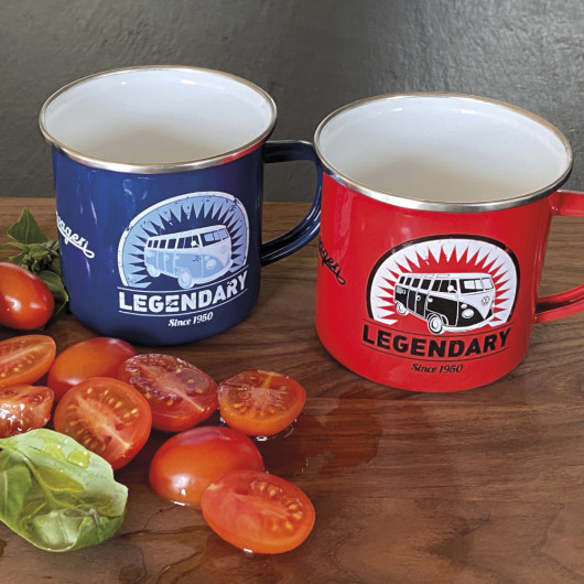 Set 2 tasses émaillées Combi VW COLLECTION - Mugs en acier pour le camping, bivouac et randonnées