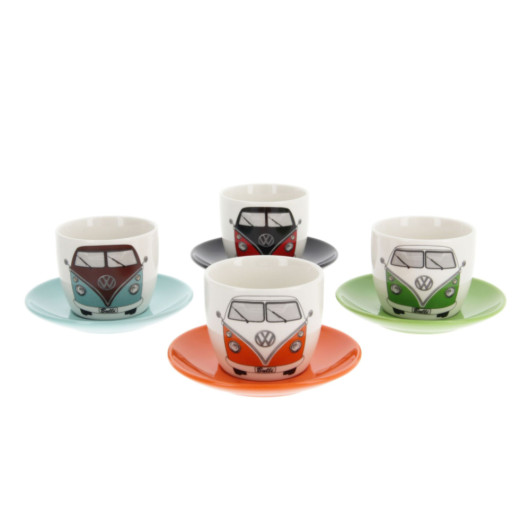 Set de 4 tasses expresso VW COLLECTION - Accessoire café motif VW combi T1 pour van et fourgon aménagé