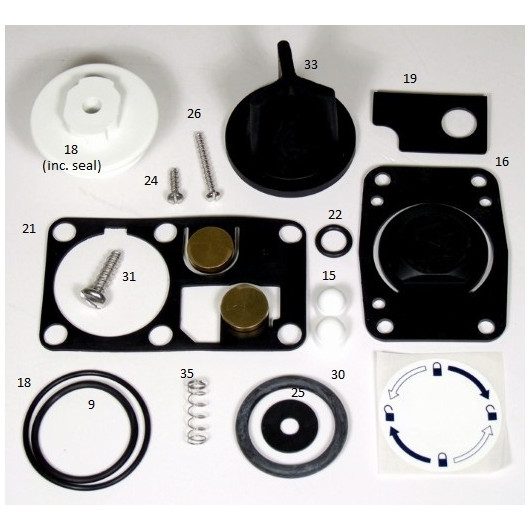 Kit entretien WC Twist'n'lock JABSCO - kit joints de rechange pour WC marin de bateau