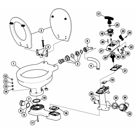 Kit entretien WC Twist'n'lock JABSCO - kit joints de rechange pour WC marin de bateau