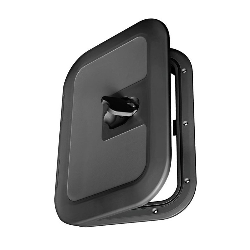 Tissting Trappe D’Accès Pont Noir 375x270 Mm – Couvercle à Charnière 180°, Poignées Encastrées, Étanche – Pour Bateau, Yacht, Installation Facile