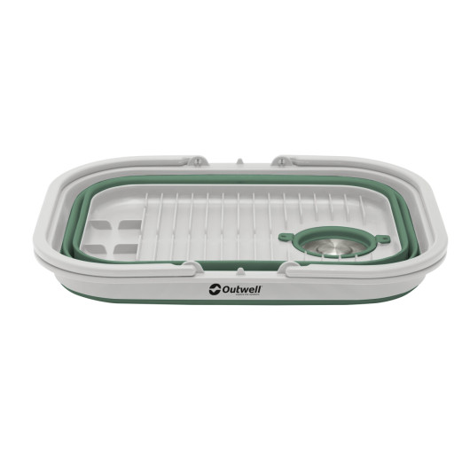 Bassine rétractable et bonde 44 x 34 x 27 cm - OUTWELL - en position pliée - couleur vert