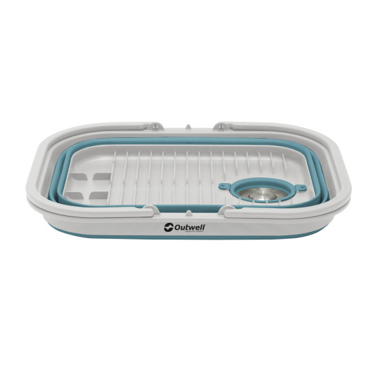 Bassine rétractable et bonde 44 x 34 x 27 cm - OUTWELL - en position pliée - couleur bleu