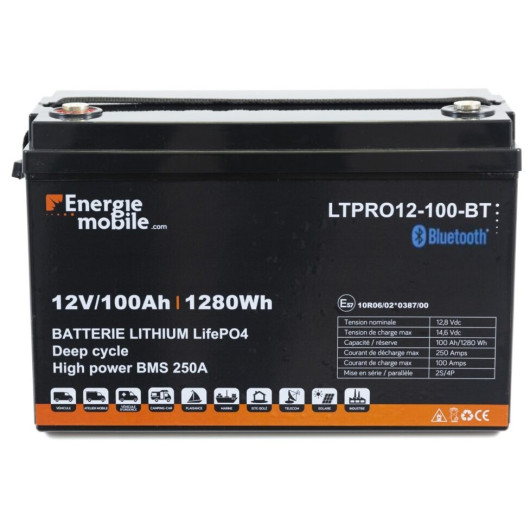 Batterie lithium 100Ahen 12V idéal solaire, professionnel, bateau, van aménagé et camping-car.