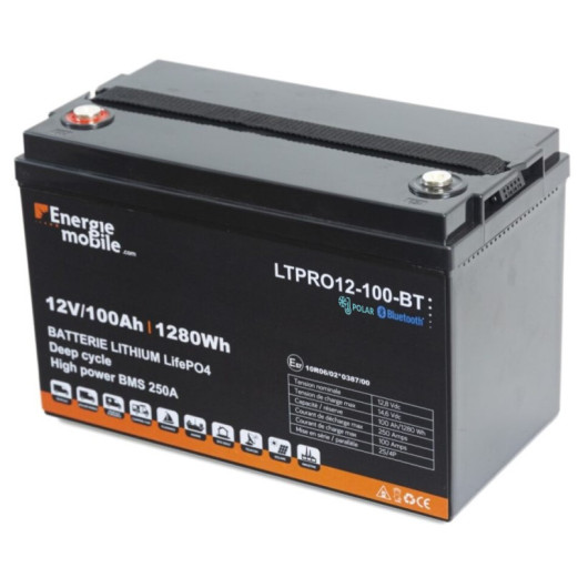 Batterie lithium basse température LTPRO 100Ah 12V Polar d'ENERGIE MOBILE pour van et bateau, jusqu'à -30°C