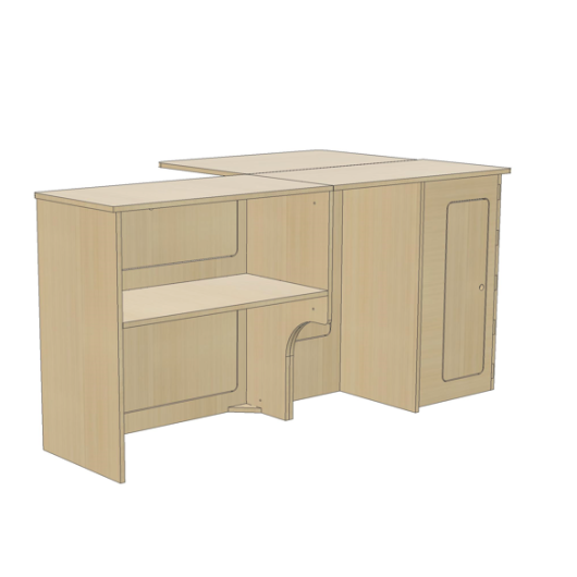 Meuble bois latéral XL + table Trafic 3 Simple Vans | Kit aménagement bois pour van | vue arrière