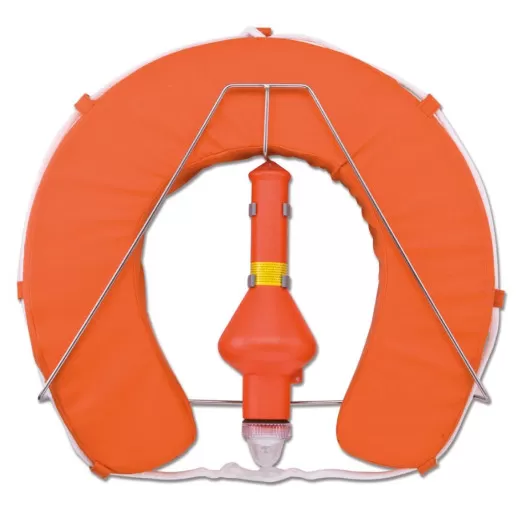 Support inox pour bouée fer à cheval + feu TREM - fixation balcon pour bouée de sauvetage en bateau