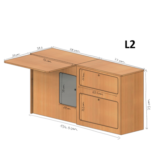 Meuble latérale avec table WV T5/T6 SIMPLE VANS | Kit aménagement bois pour van | dimensions L2