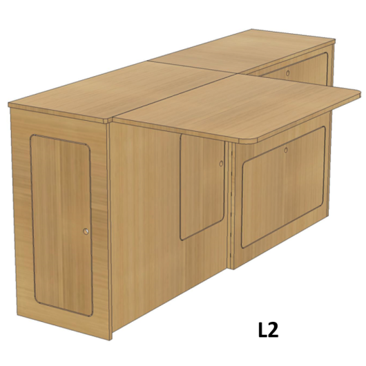 Meuble latérale avec table WV T5/T6 SIMPLE VANS | Kit aménagement bois pour van | L2 vue de profil