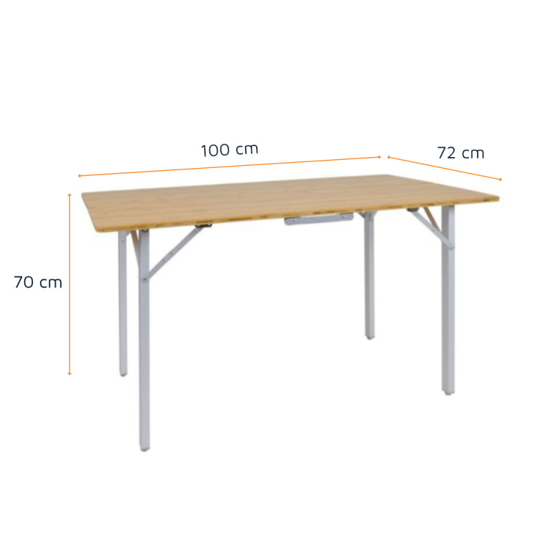 Table de camping en bambou pliante ronde bois d'aluminium