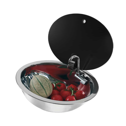 CAN Evier ovale inox avec couvercle